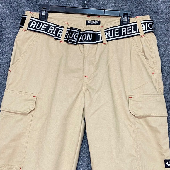 True Religion Men's Size 30X32 Travertine Belted Logo Cargo Pants 700379 NWT‎ - Picture 4 of 8